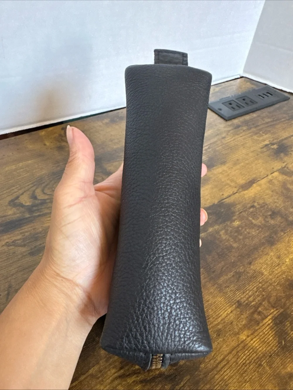 Portland Leather Goods Pencil Case Sidekick Pouch Pebbled Black Pouch, Travel
